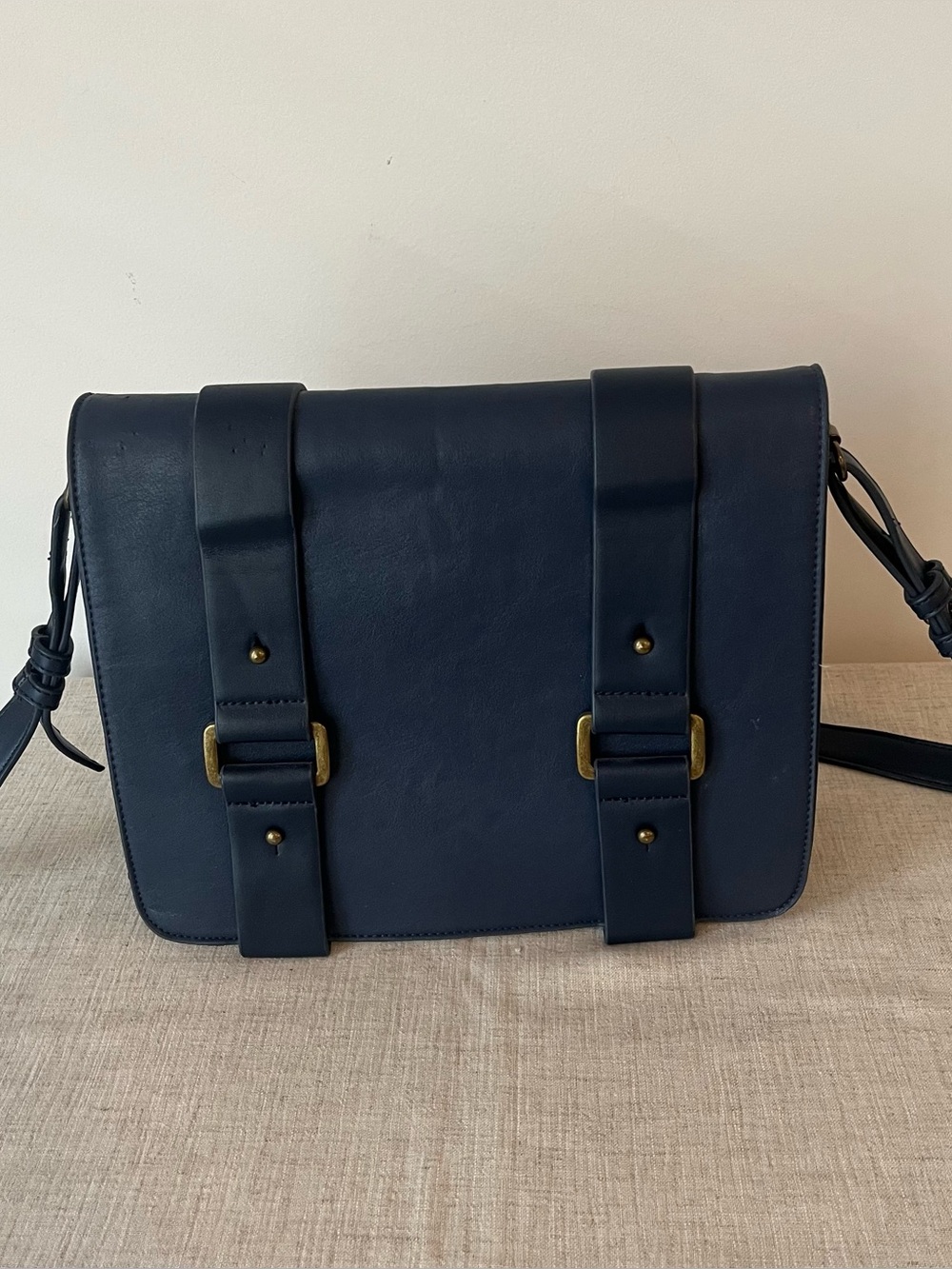 Silence + Noise Navy Blue Crossbody Satchel with Top Handle